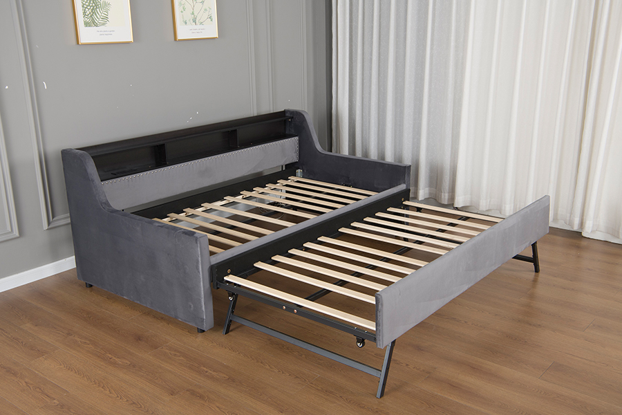 4857-1U Trundle Sovesofa med blød fløjlsstof