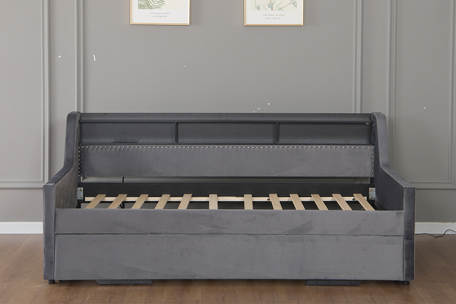 4857-1U Trundle Sovesofa med blød fløjlsstof