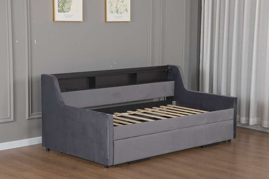4857-1U Trundle Sovesofa med blød fløjlsstof