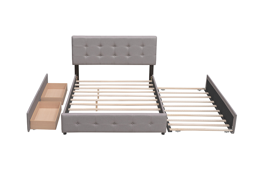 N15 Justerbar Dobbelt Holdbarhed Trundle Bunk Polstret Sengeramme