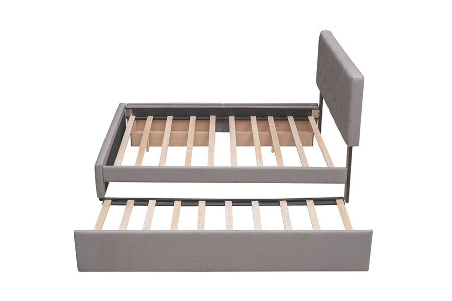 N15 Justerbar Dobbelt Holdbarhed Trundle Bunk Polstret Sengeramme