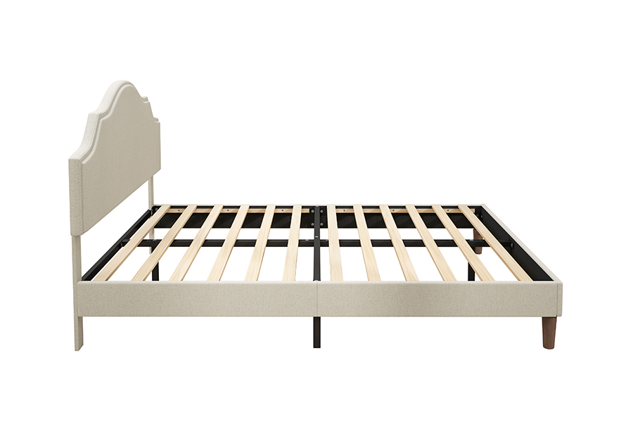 N21 høj kvalitet beige stof Queen Size polstret seng