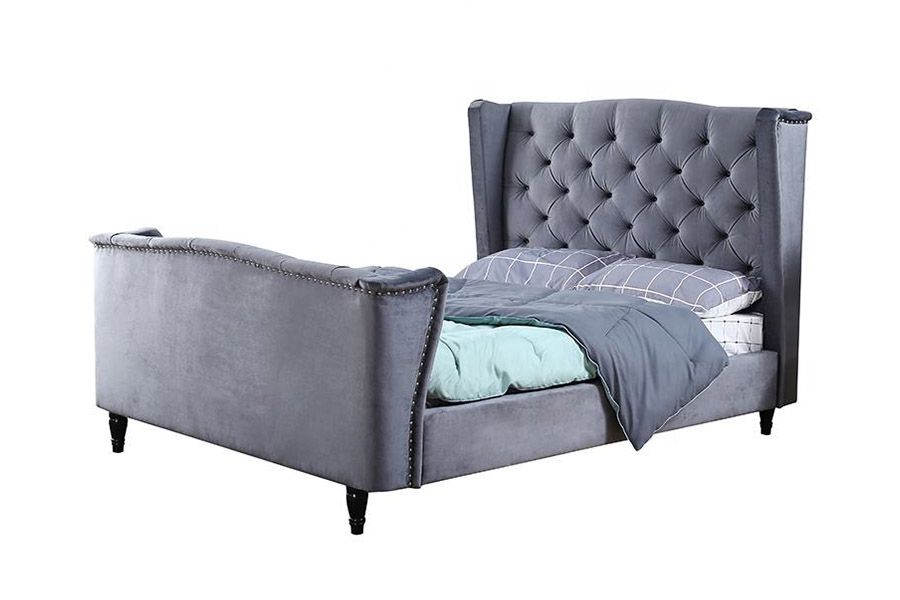 1399 Velvet stof Wingback Button Polstret seng