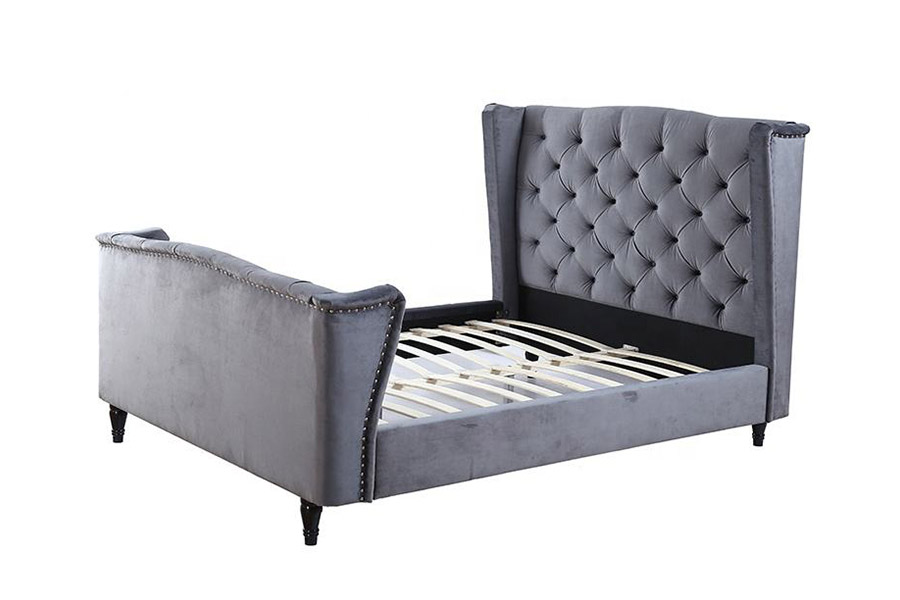 1399 Velvet stof Wingback Button Polstret seng
