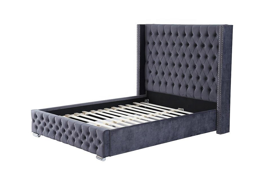 1351 Modern Luxury Design Wingback Seng Polstret Seng