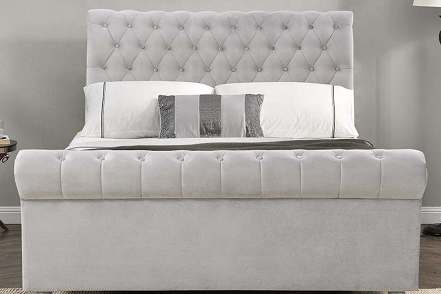 1563 Klassisk Sliver Sleigh Bed Polstret Seng