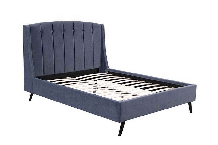 1663 Dobbelt Tufted Velvet Wood Bed Polstret Seng