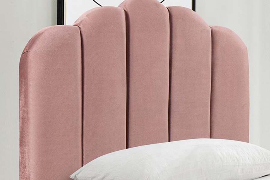 1655 Pink Linen Stof Platform Seng Polstret Seng