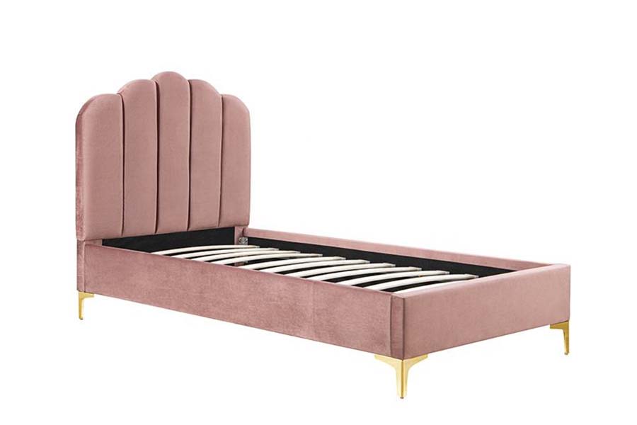 1655 Pink Linen Stof Platform Seng Polstret Seng