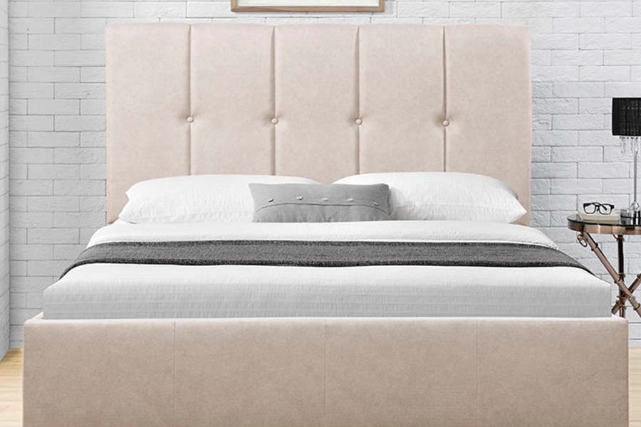 1616 King Size blødt stof seng Knap Design Polstret seng