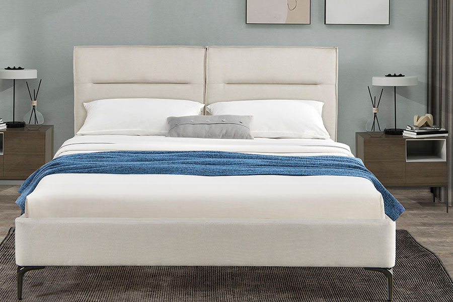 4266 Zip-sengegavl Linned Beige Polstret Seng