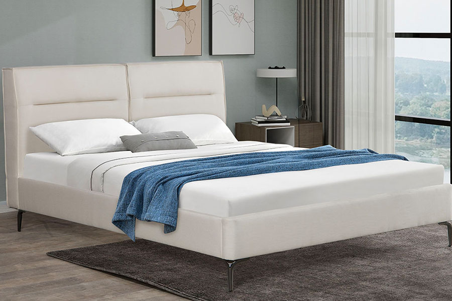 4266 Zip-sengegavl Linned Beige Polstret Seng