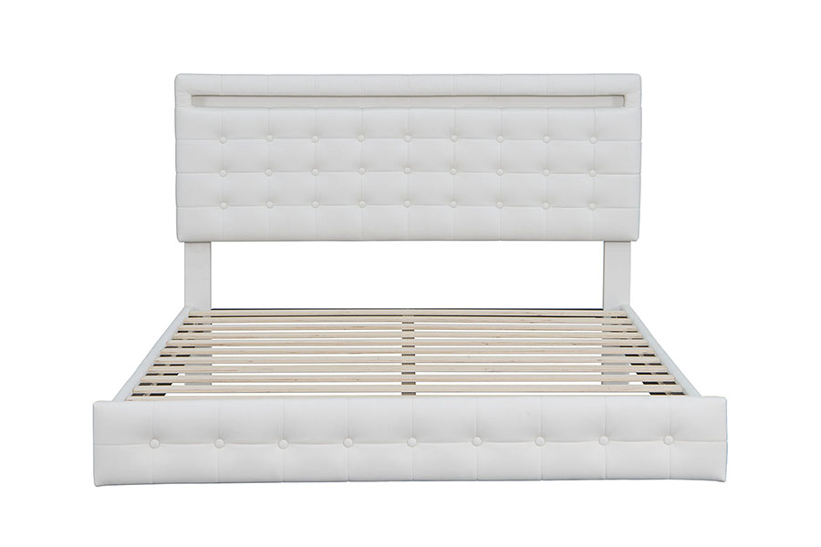 4209 King-Size Justerbar LED Polstret Sengeramme