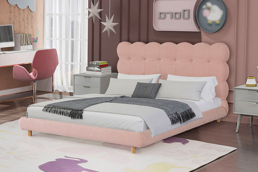 4134 fransk design sherpa uld tuftet polstret seng