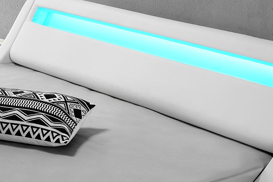1137-1 Smart LED King Storage Læder Polstret Sengeramme