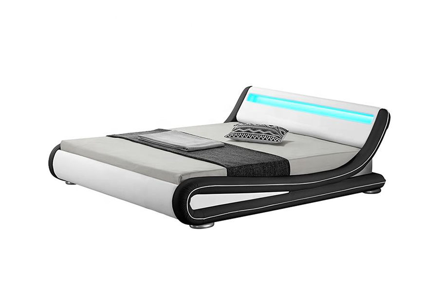 1137-1 Smart LED King Storage Læder Polstret Sengeramme