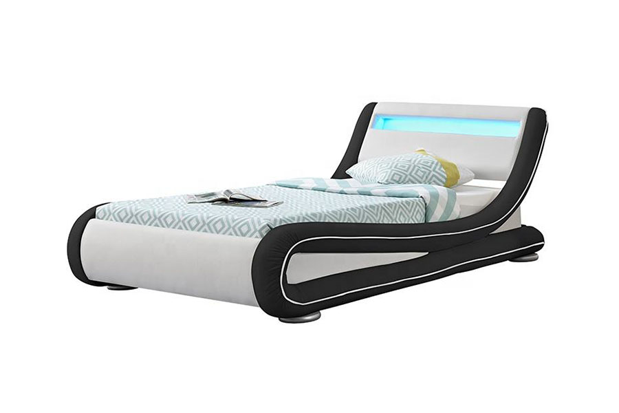 1137-1 Smart LED King Storage Læder Polstret Sengeramme