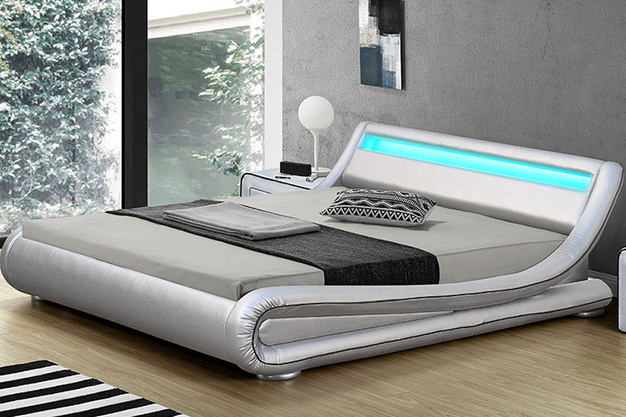 1137-1 Smart LED King Storage Læder Polstret Sengeramme