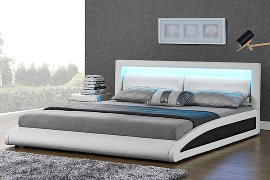 1118-1-2 Buet europæisk imiteret læder Smart LED-sengestel
