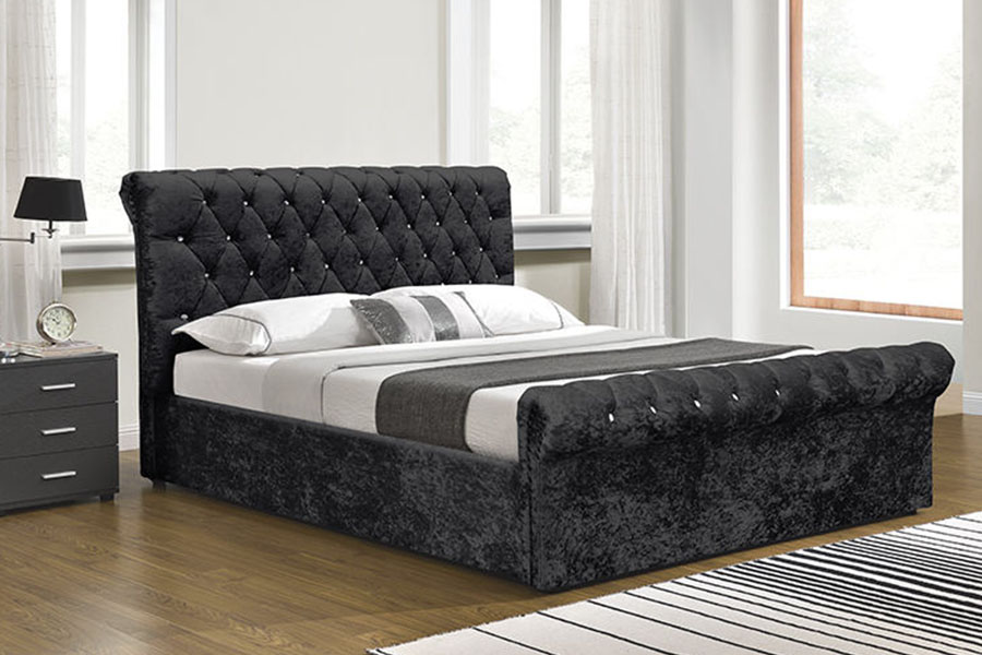 1153G Chesterfield Crushed Velvet Crystal osmannisk opbevaringsseng