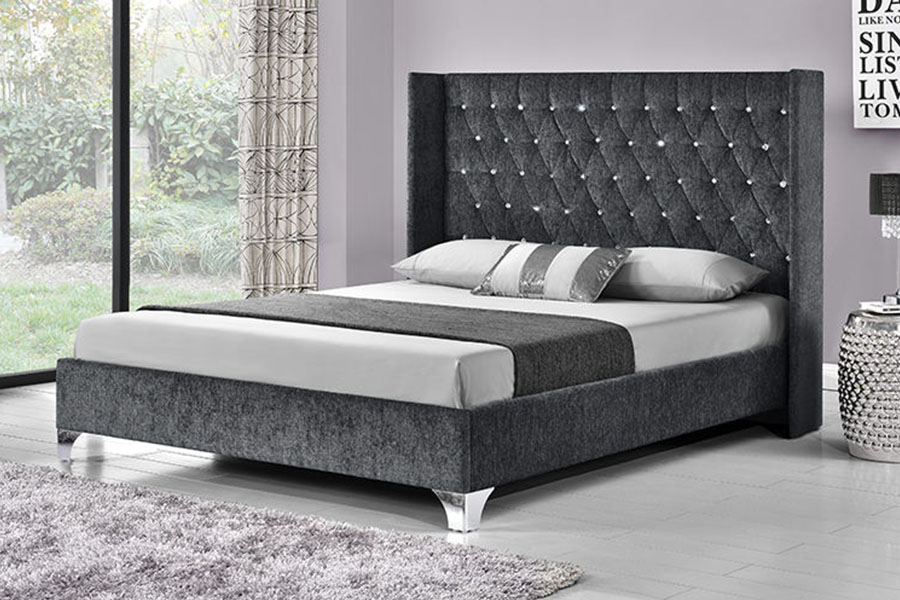1152G Knap Side-Wing Velvet Gas Lift Opbevaringsseng