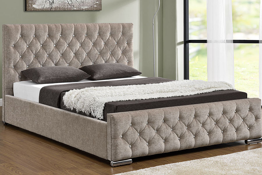 1151G Luxury Velvet Lift King Opbevaring Tuftet Sengeramme