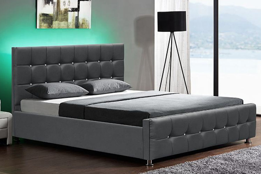 1149-1G Modern Chenille Velvet LED Gas Lift Opbevaringsseng