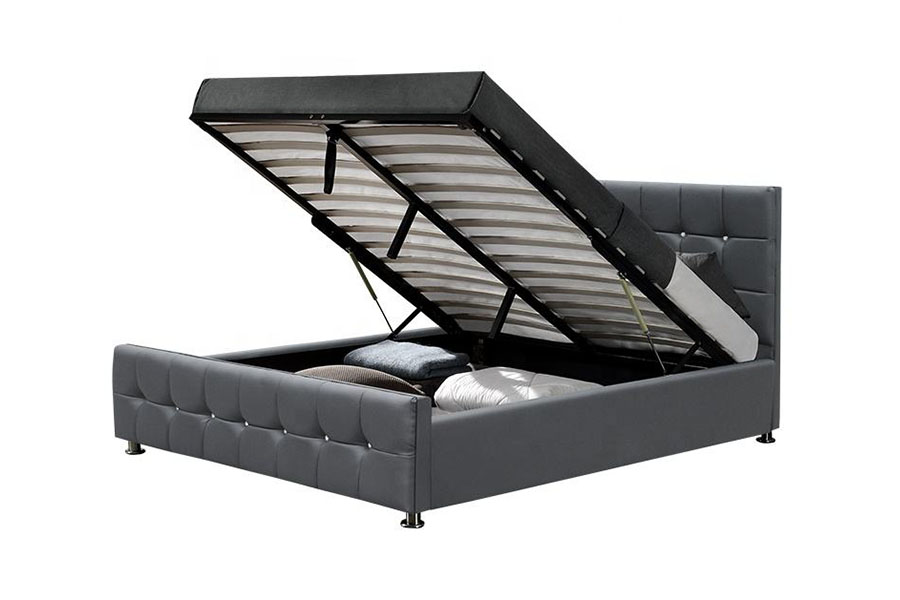 1149-1G Modern Chenille Velvet LED Gas Lift Opbevaringsseng