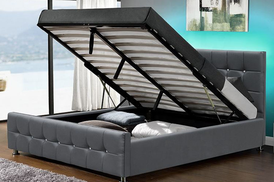 1149-1G Modern Chenille Velvet LED Gas Lift Opbevaringsseng