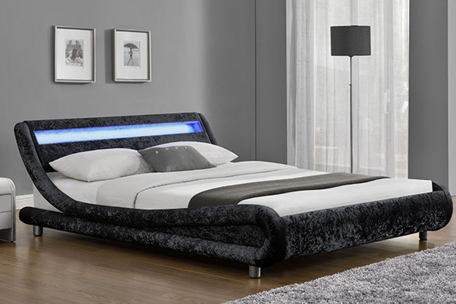 1140-1 Syntetisk læder Dual-Tone LED Polstret Sengeramme