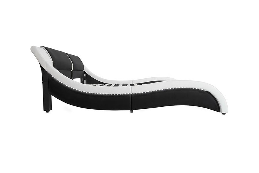 1178-1 Wave-lignende LED-ramme læder Queen King Polstret seng