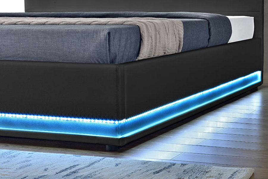 1165-1G moderne luksus læder opbevaring LED polstret sengestel
