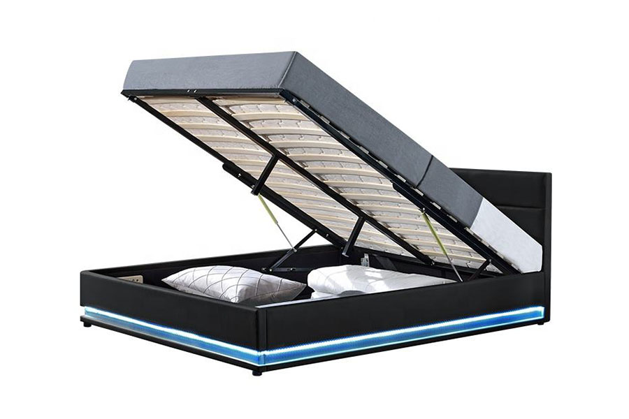 1165-1G moderne luksus læder opbevaring LED polstret sengestel