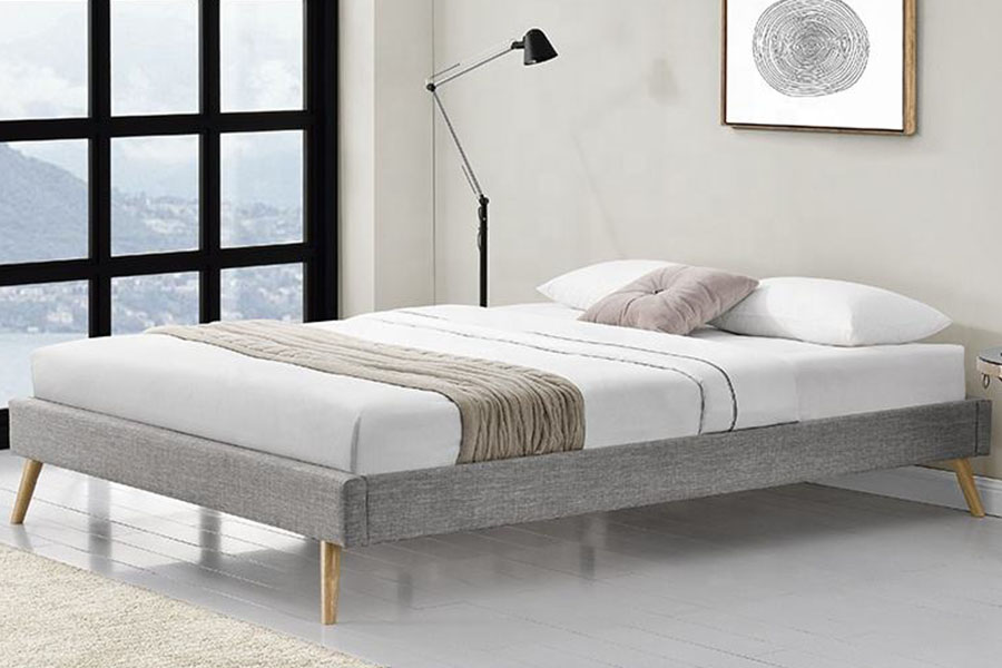 1159C Skandinavisk Krydsfiner Panel Linned Træ Fødder Bed