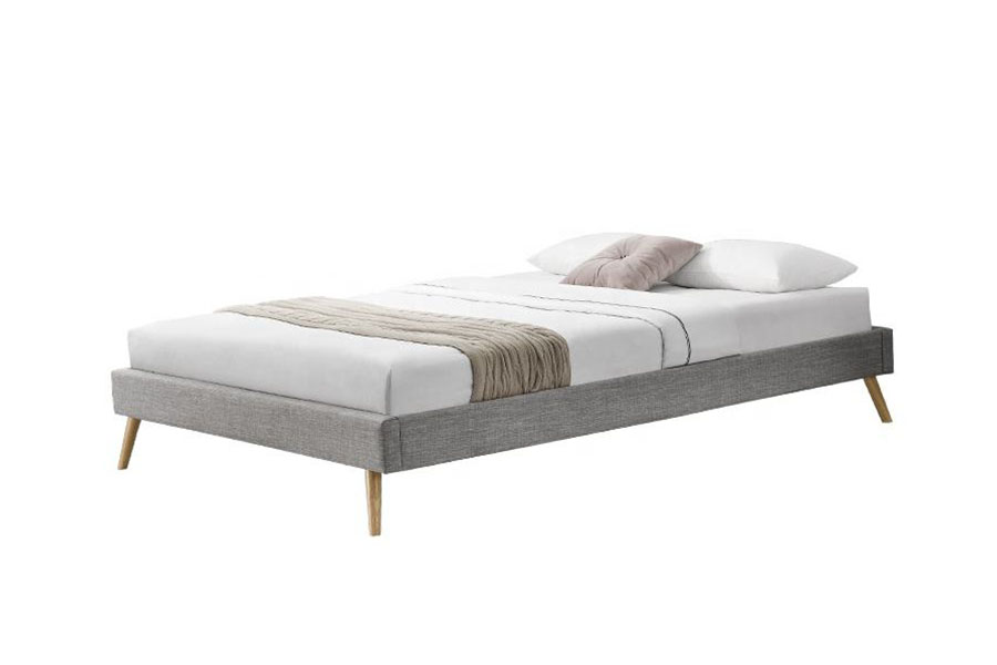 1159C Skandinavisk Krydsfiner Panel Linned Træ Fødder Bed