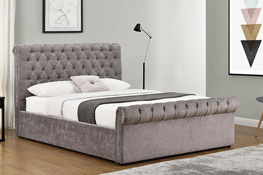 1208G Chesterfield Chenille-Velvet Sleigh osmannisk opbevaringsseng
