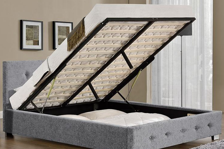 1191G stof osmannisk King-Size polstret opbevaringsseng ramme