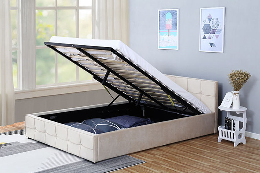 1295G panel-sengegavl stof dronning polstret osmannisk opbevaringsseng ramme