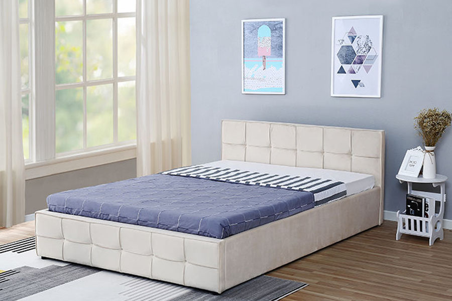 1295G panel-sengegavl stof dronning polstret osmannisk opbevaringsseng ramme