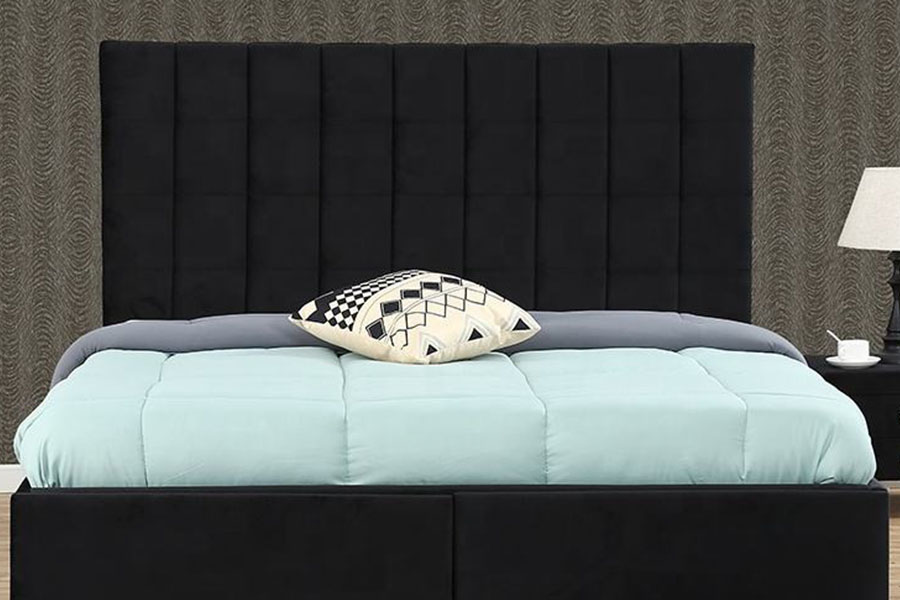 1344DG Tufted Button King Læder Gas-Lift Skuffe Opbevaringsseng Stel