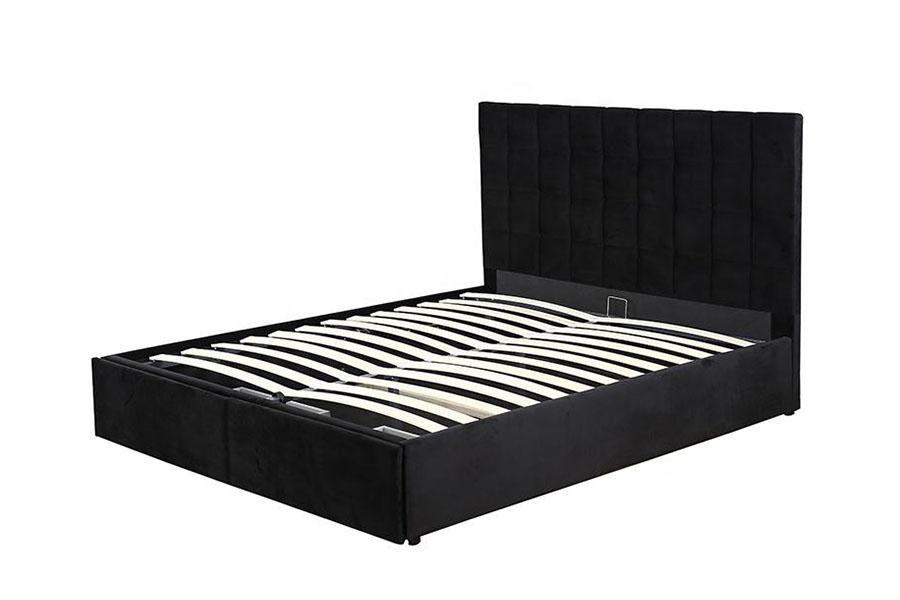 1344DG Tufted Button King Læder Gas-Lift Skuffe Opbevaringsseng Stel